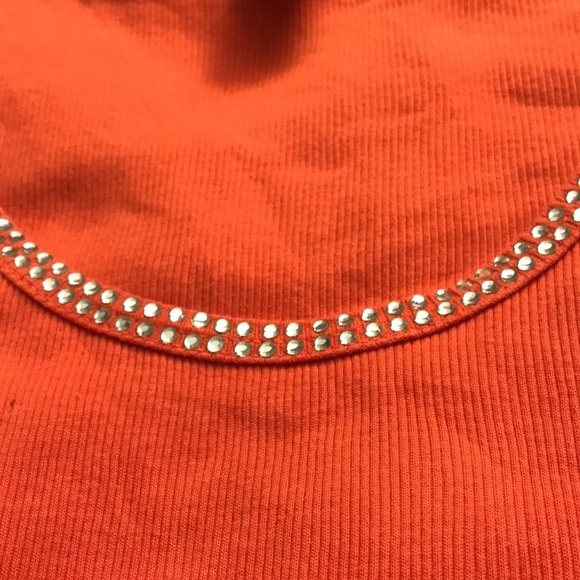 Victoria Sectet by size XL orange ribbed scoop neck tank top rhinestone trim - Picture 3 of 9